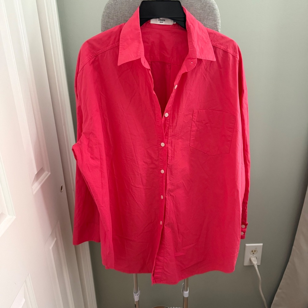The Frankie Shop Melody Shirt M/L Pink Oversized Cotton Minimalist Barbiecore